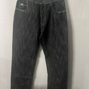 5ive Jungle Co Jeans Baggy Blue Green Stitch Men’s 36 Hip Hop Urban 90s Y2K